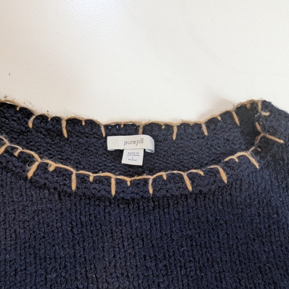 Pure Jill Women's Petite Navy Long Sleeve Woven Pullover Sweater, Size PL - Picture 9 of 10